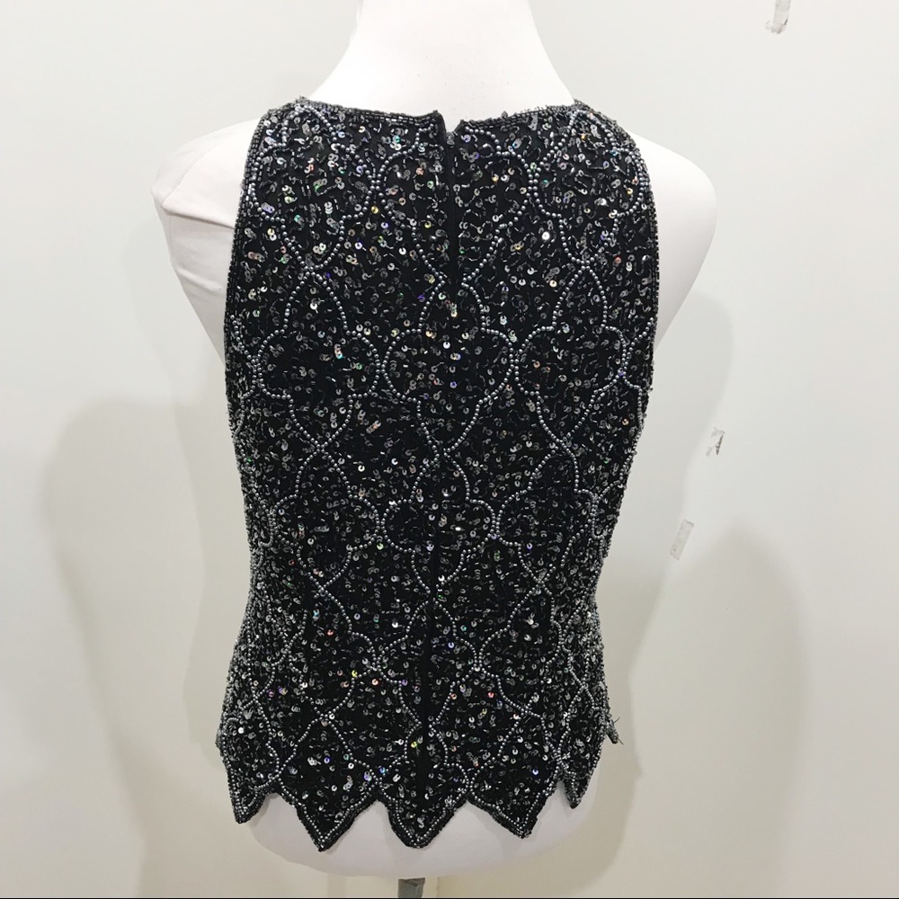 Adrianna Papell Size M Black Silk Blouse Cocktail - Picture 6 of 8